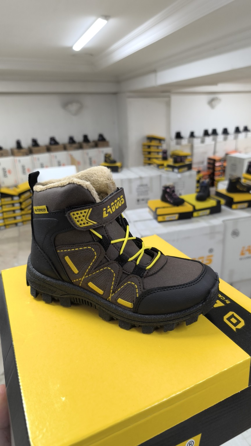 Black & Yellow Kids Winter Boot